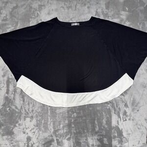 Alembika Batwing Poncho Top Womens Medium Black White Colorblock Lagenlook Shirt